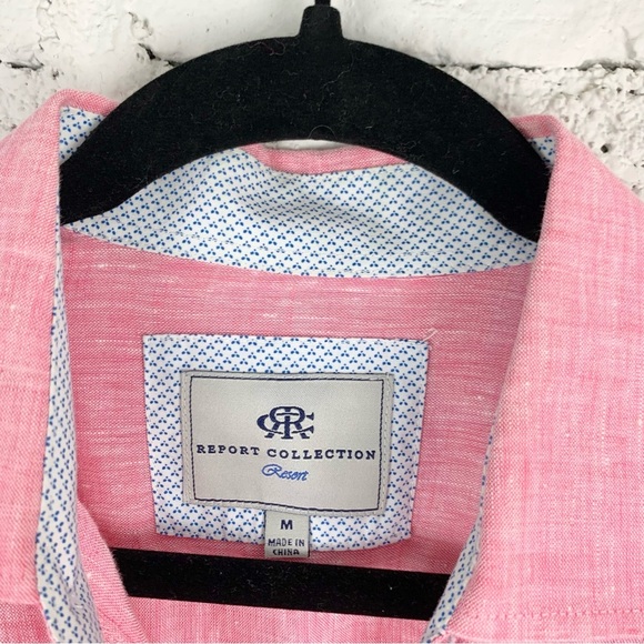 Report Collection Pink Linen Resort Button Down Medium - Picture 5 of 13